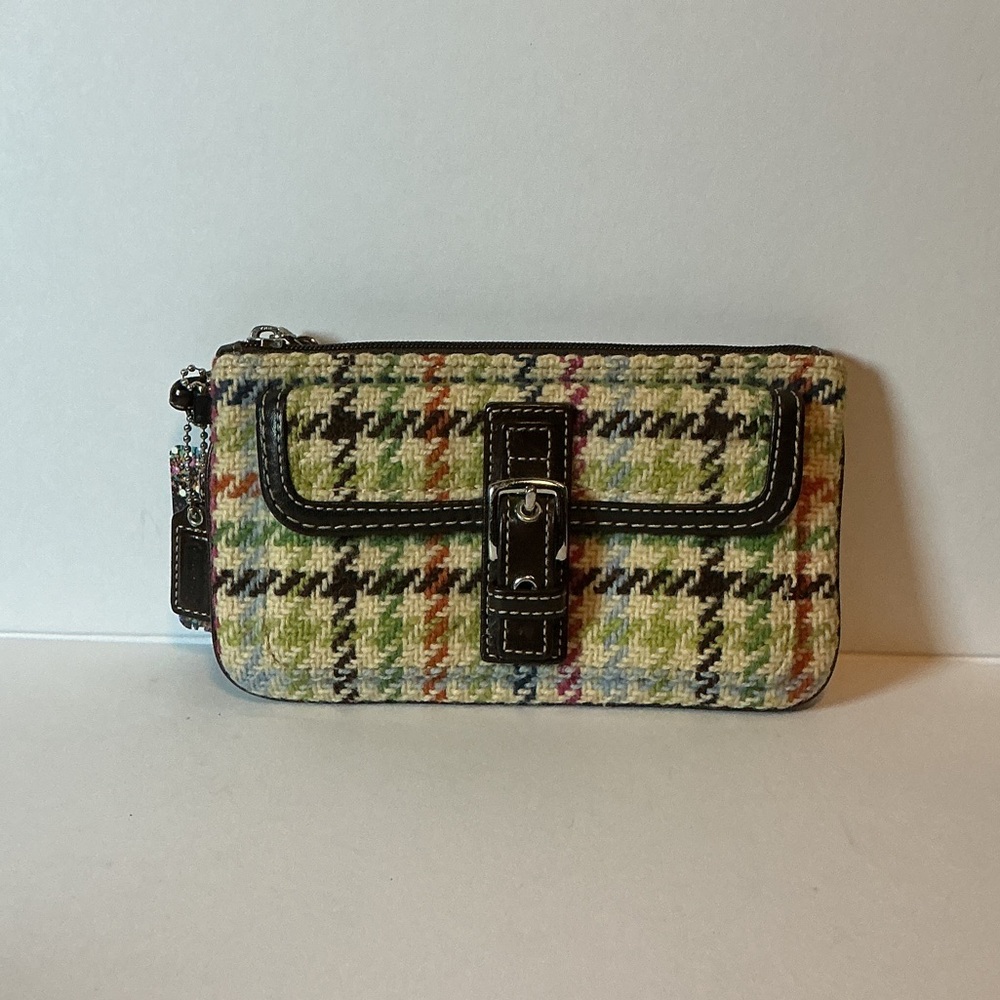 Coach Vintage Tattersall Houndstooth Wool Tweed Wristlet